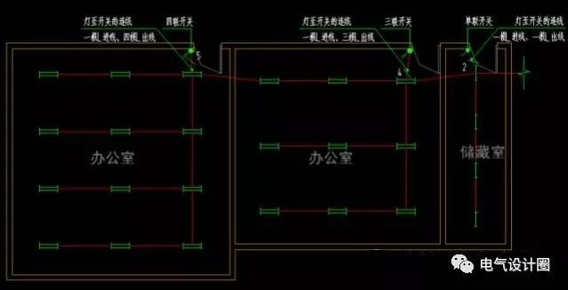3个步骤教你确定电气照明平面图的导线根数，画